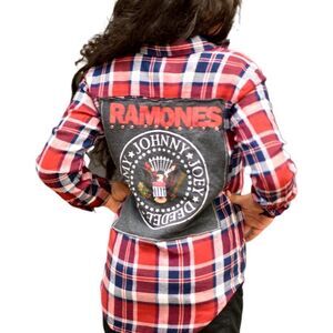 Kid’s Plaid Flannel W/ The Ramones T-Shirt Patch